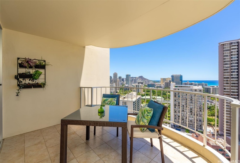 Enjoy sipping your morning coffee with an ocean and Diamond Head views.