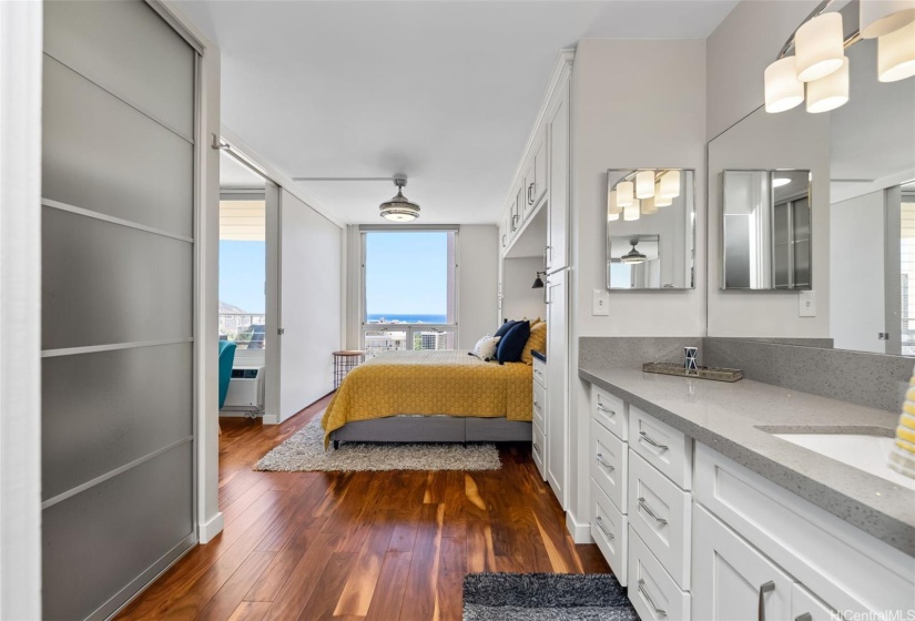 Frosted closet doors leading to your ensuite bath.