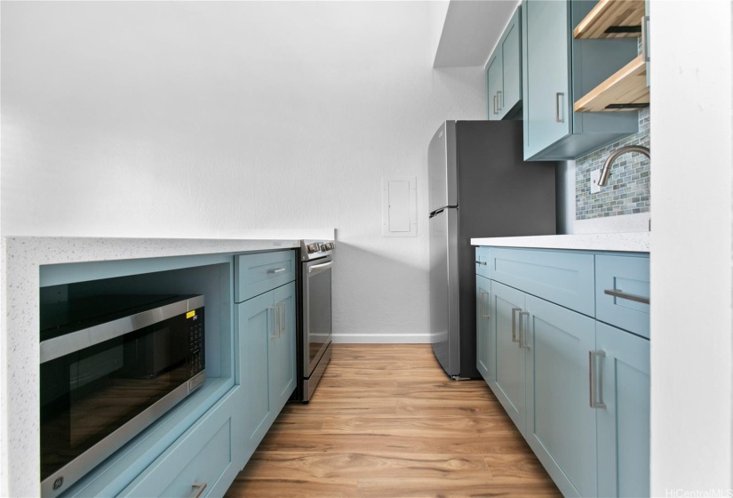 Microwave nook helps maximize your counter top space.