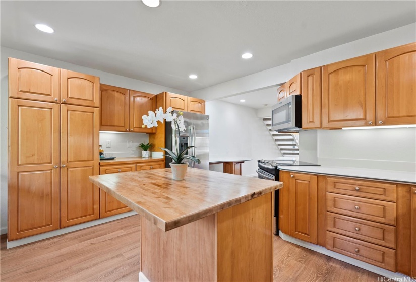 Pantry, bar and chopping block area.