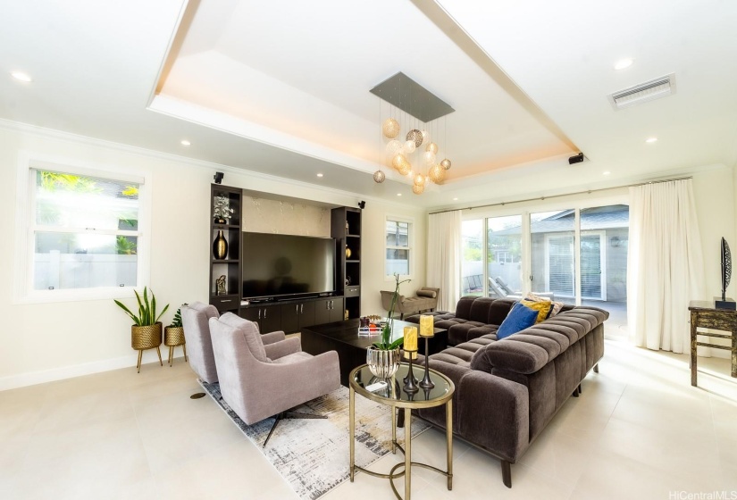 This is the living room that was designed with a new Media Center to match and flow with all the other elements of the first floor.