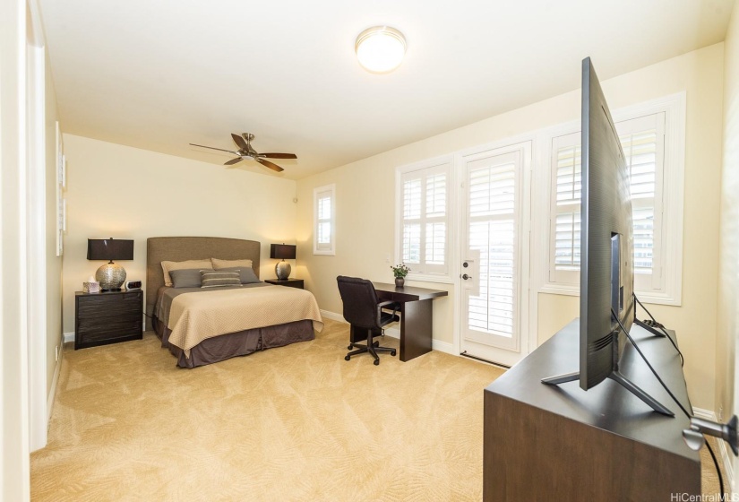 En suite bedroom. This room has access to a balcony which has pretty mountain views.