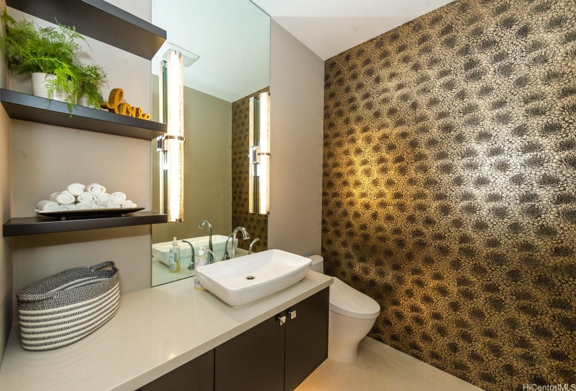 Downstairs powder room completely renovated.