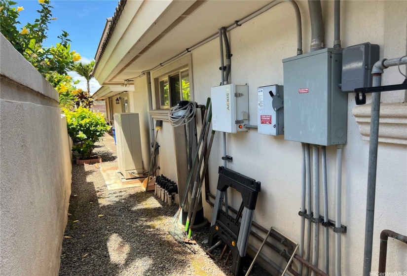 Control Panel of PV System, Sprinkler System and outside Washer/Dryer.