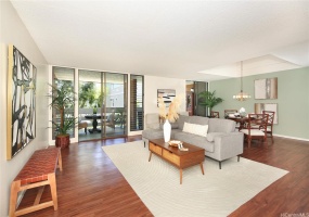 Nice open floor plan with both the living and dining areas opening out to the lanai.