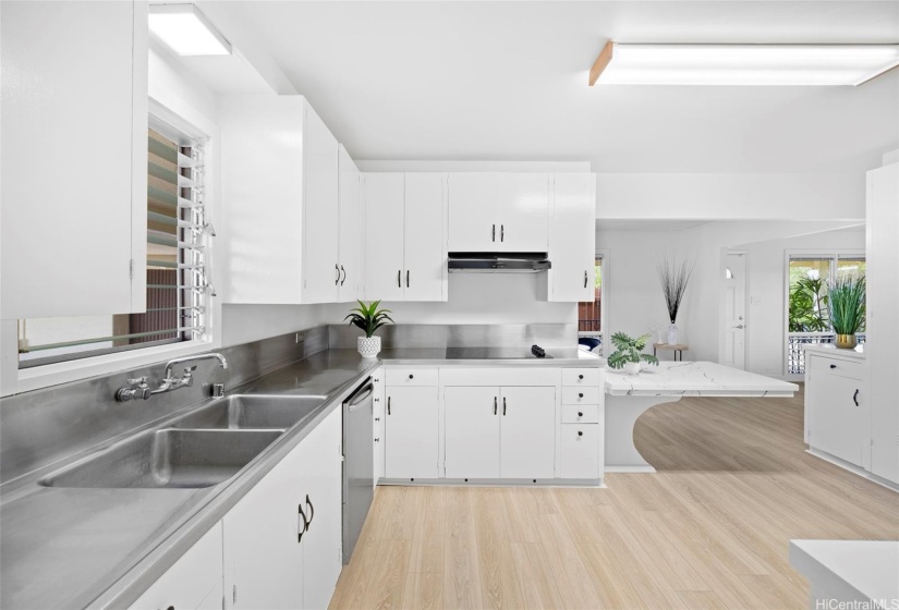 Original stainless steel counters and sink!