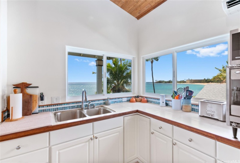 Makaha Beach view from studio kitchen.