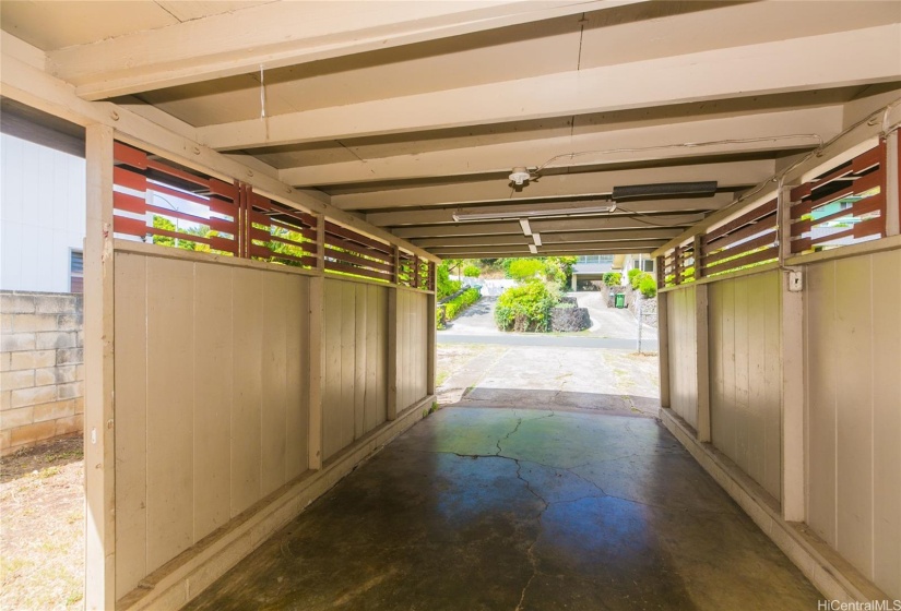 Carport from driveway on Hao Street.