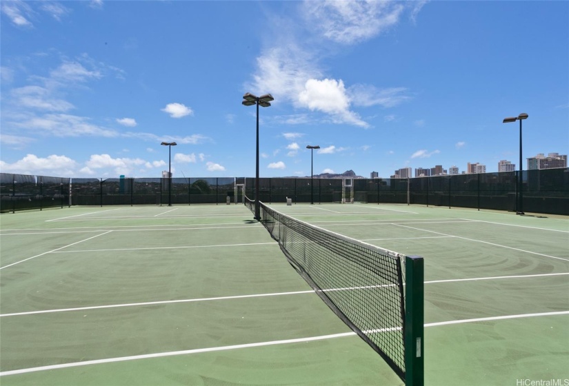 Tennis courts on property