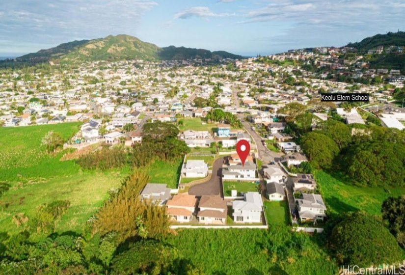 Aerial of neighborhood