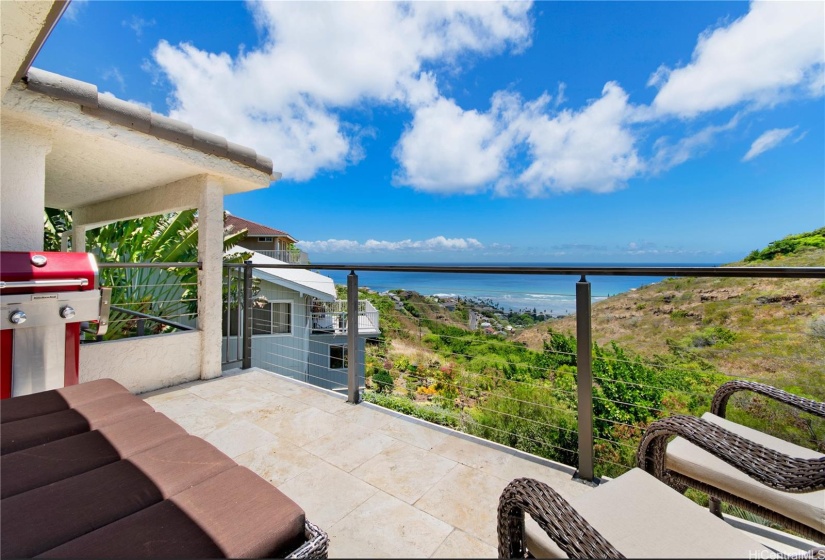 Enjoy morning coffee on the lanai on each floor.