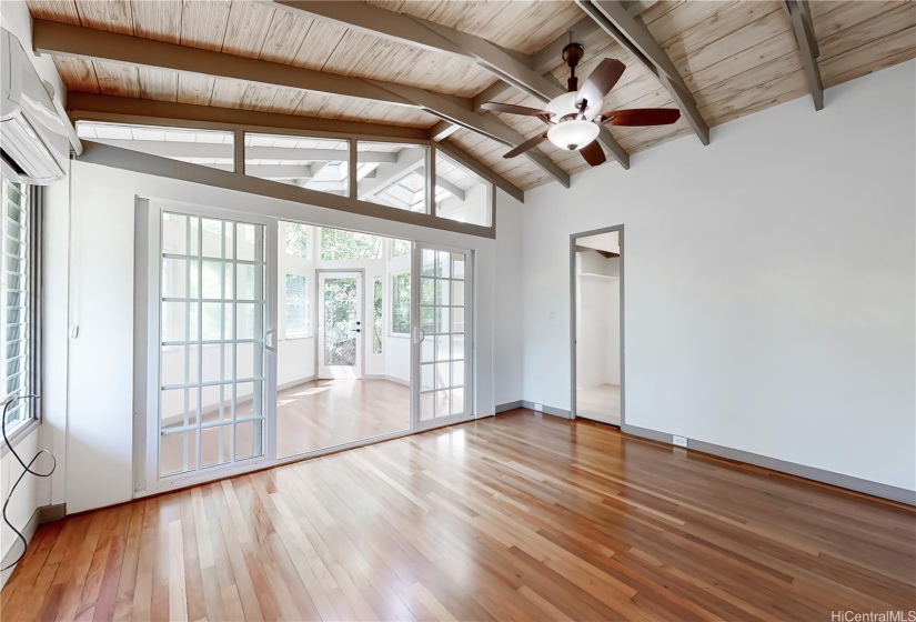 Master bedroom has a bonus sun/ office room.