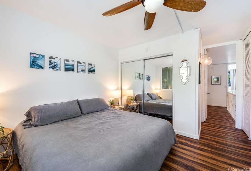 Primary bedroom with dual closets