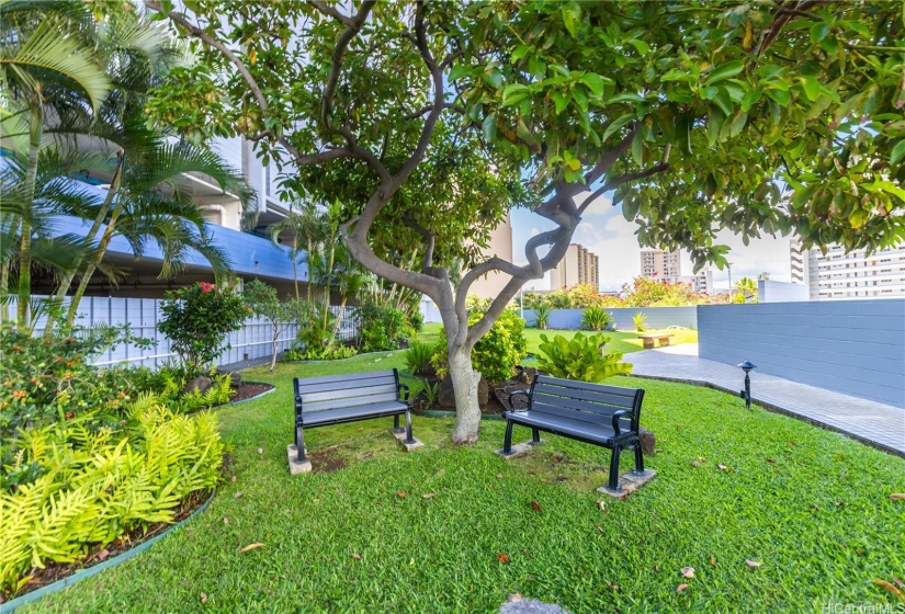 Community Green Space - I like these benches. Just needs a box of chocolates that reminds me of life.