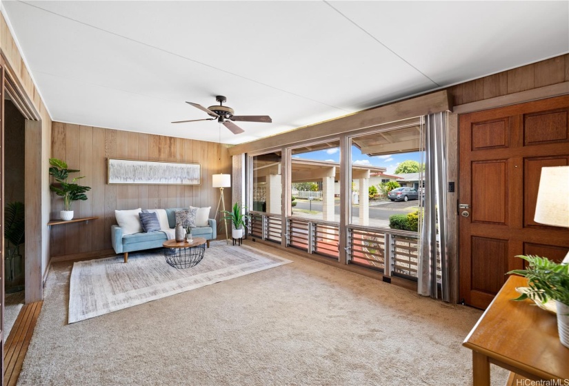 Living room off front door with large window