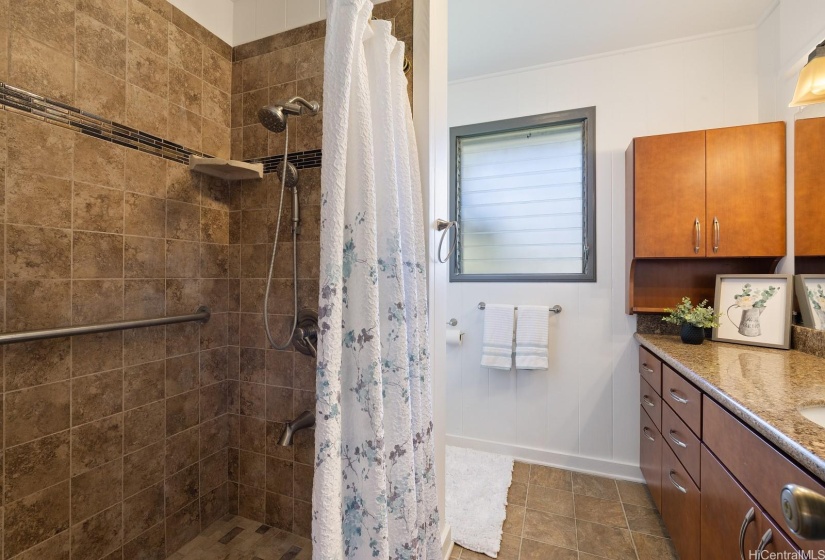 Remodeled step-in shower stall