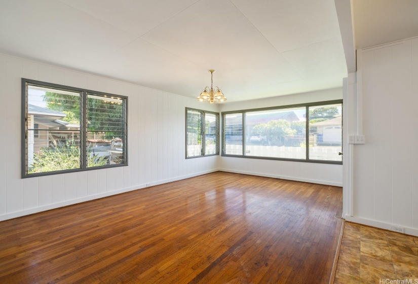 Freshly painted, original hardwood floors.