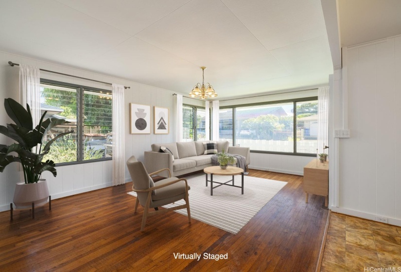 Spacious living area, mid-century modern charm is back in style!