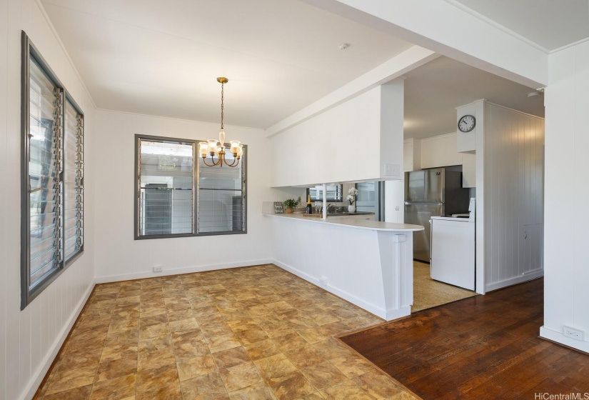 Dining area with a pass through to the kitchen