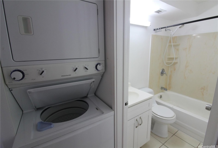 Washer, Dryer and Bathroom