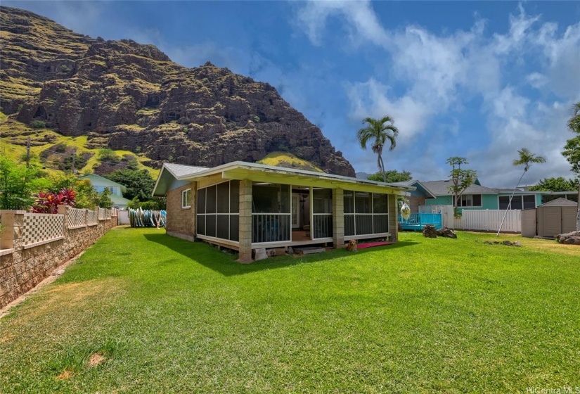 Enjoy the mountain views while relaxing in the backyard.