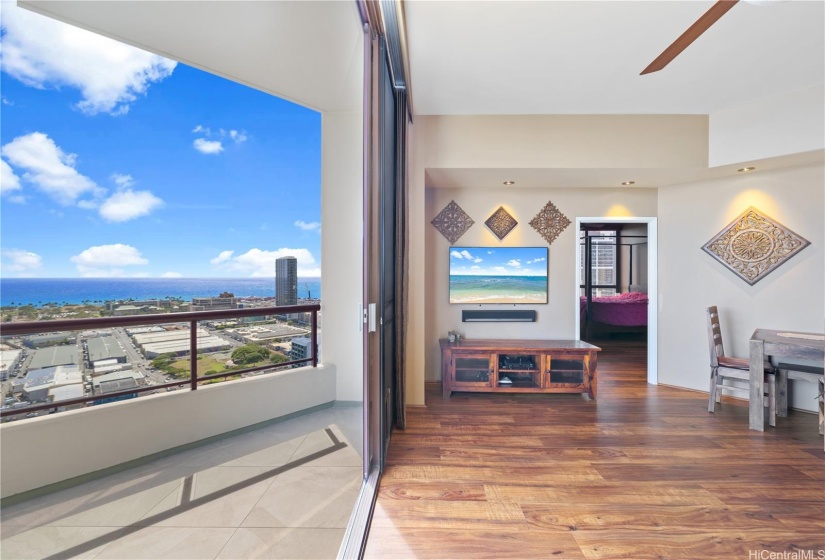 A view from your lounge chairs of the ocean view and your TV