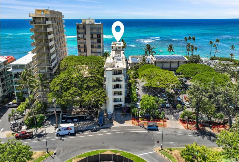 aerial view building exterior