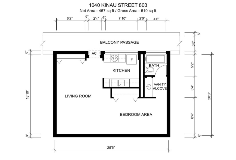 Floor Plan of 1040 Kinau Street 803