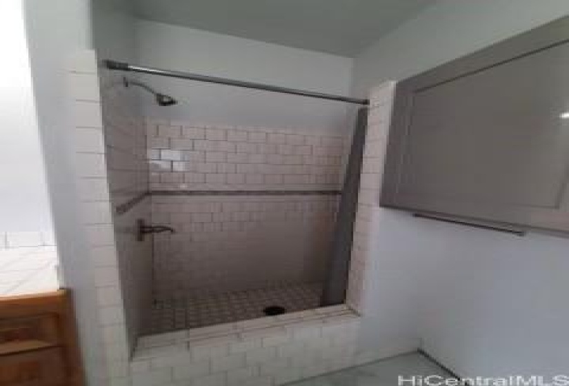 Tiled shower stall.