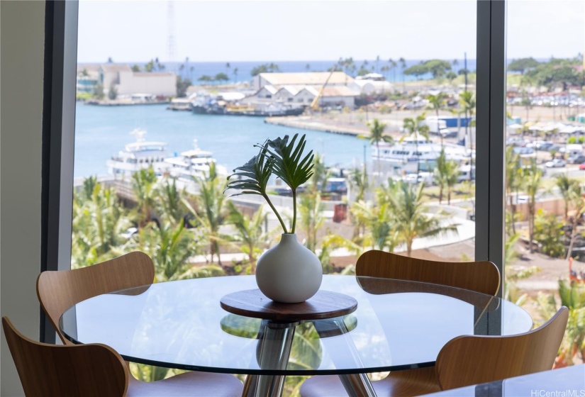 Lovely view of the water from the dining room table.