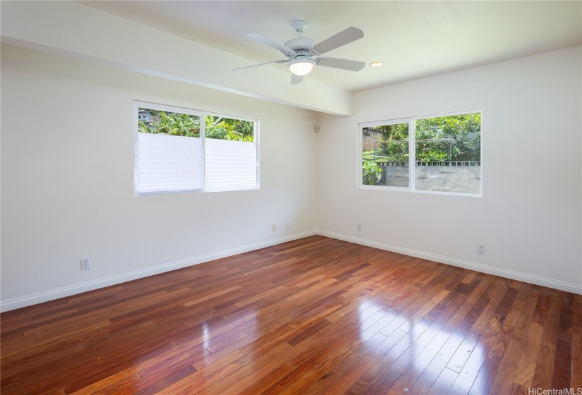 One of the downstairs bedroom with the pretty greenery views