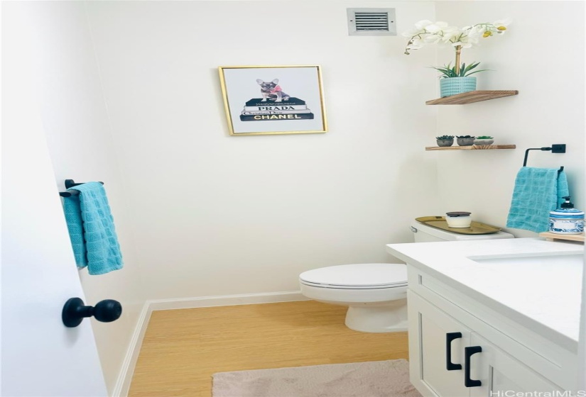 This additional half bath is great to have when getting ready or having guests over.