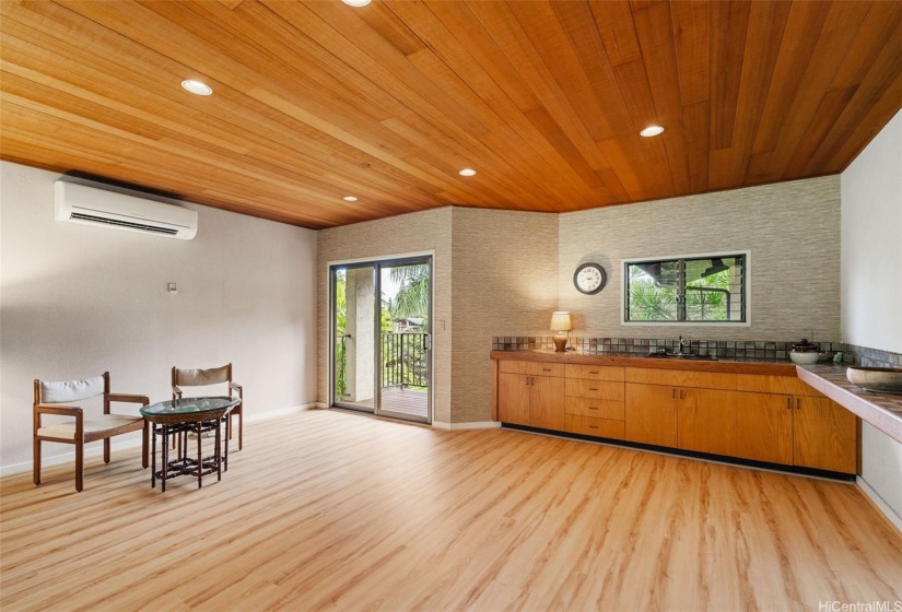 An incredible part of the home, the great room! New luxury vinyl flooring; sink, split A/C. Office in home, art studio, gatherings here?