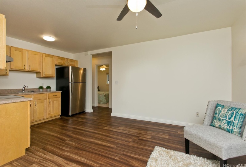 The Ohana unit includes a comfortable kitchen and living area, providing a cozy and functional space.