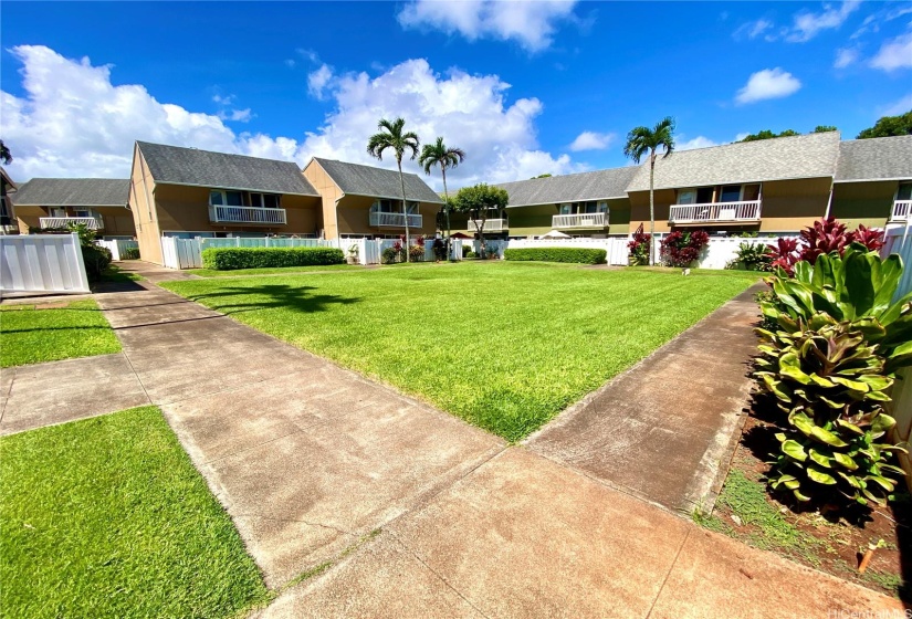 Open yard area outside unit