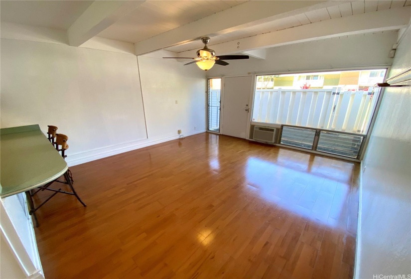 living room looking out into courtyard