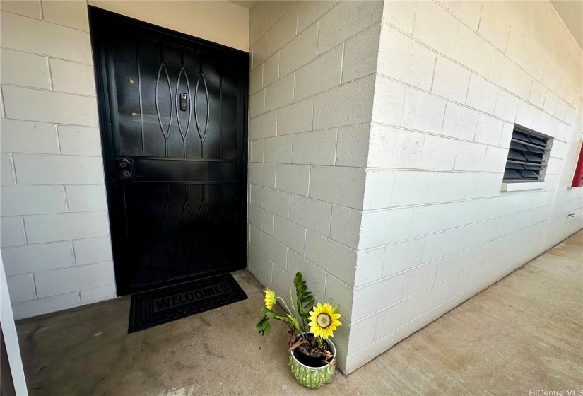 Security screen door with Ring doorbell included.