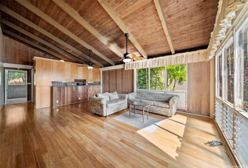 The view of the main floor living room as you enter the home