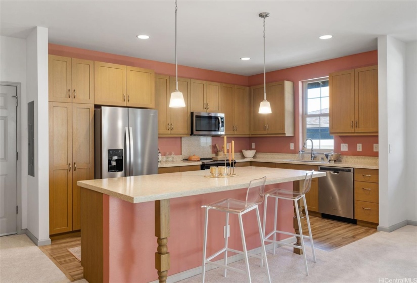 Open concept kitchen with huge island!