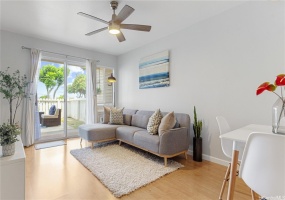 Dining & living space that leads to back patio