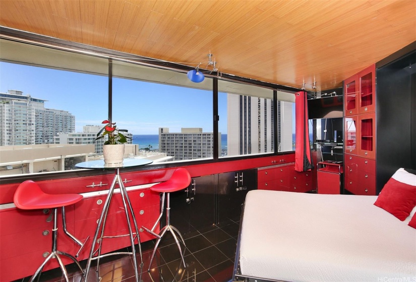 Ocean and marina views from expansive picture windows.