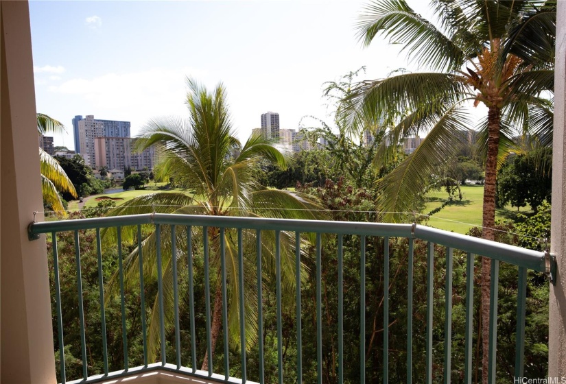 Golf course view,  nice open lanai space with outside storage closet.