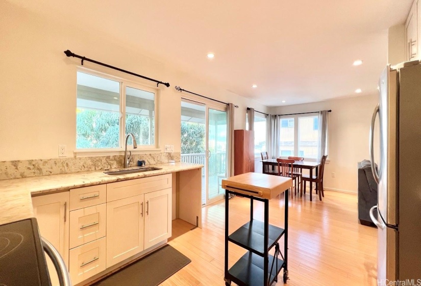 kitchen to dining area