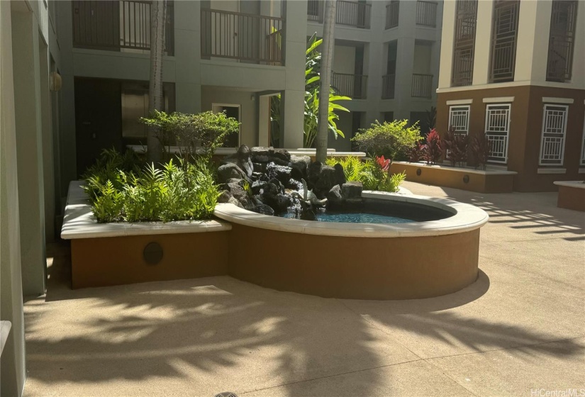 water feature in center of building