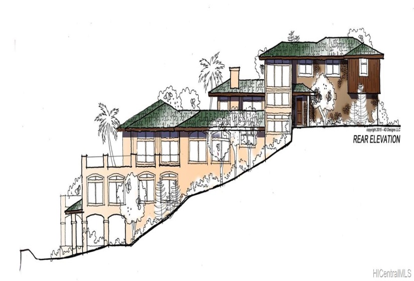 This side view is meant to show the topography of the land only, and not meant to suggest that the association would approve this design to be built on the lot. There are no building plans.