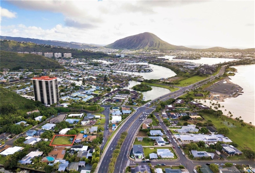 A broad aerial view of May Way, Maunalua Bay, Hawaii Kai Marina and Koko Head!