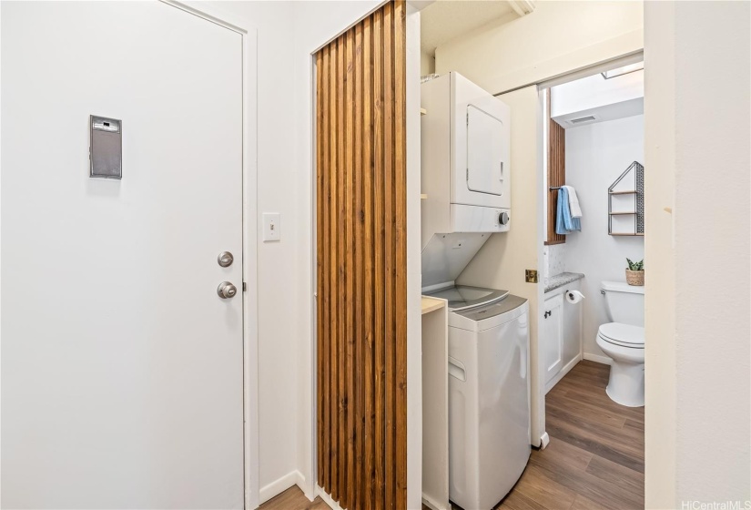 Stackable washer and dryer in unit