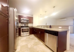 Kitchen with stainless steel appliances