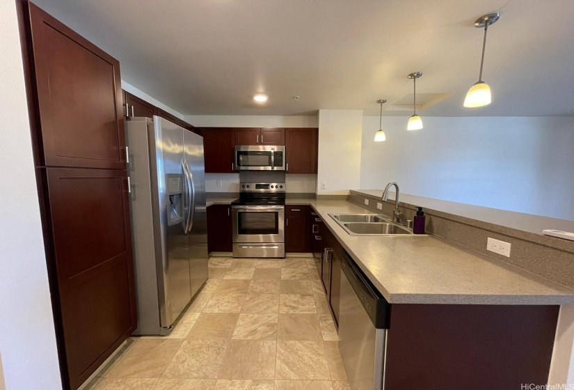 Kitchen with stainless steel appliances