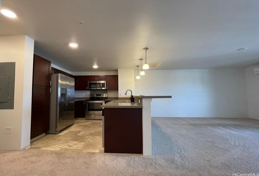 Kitchen with stainless steel appliances